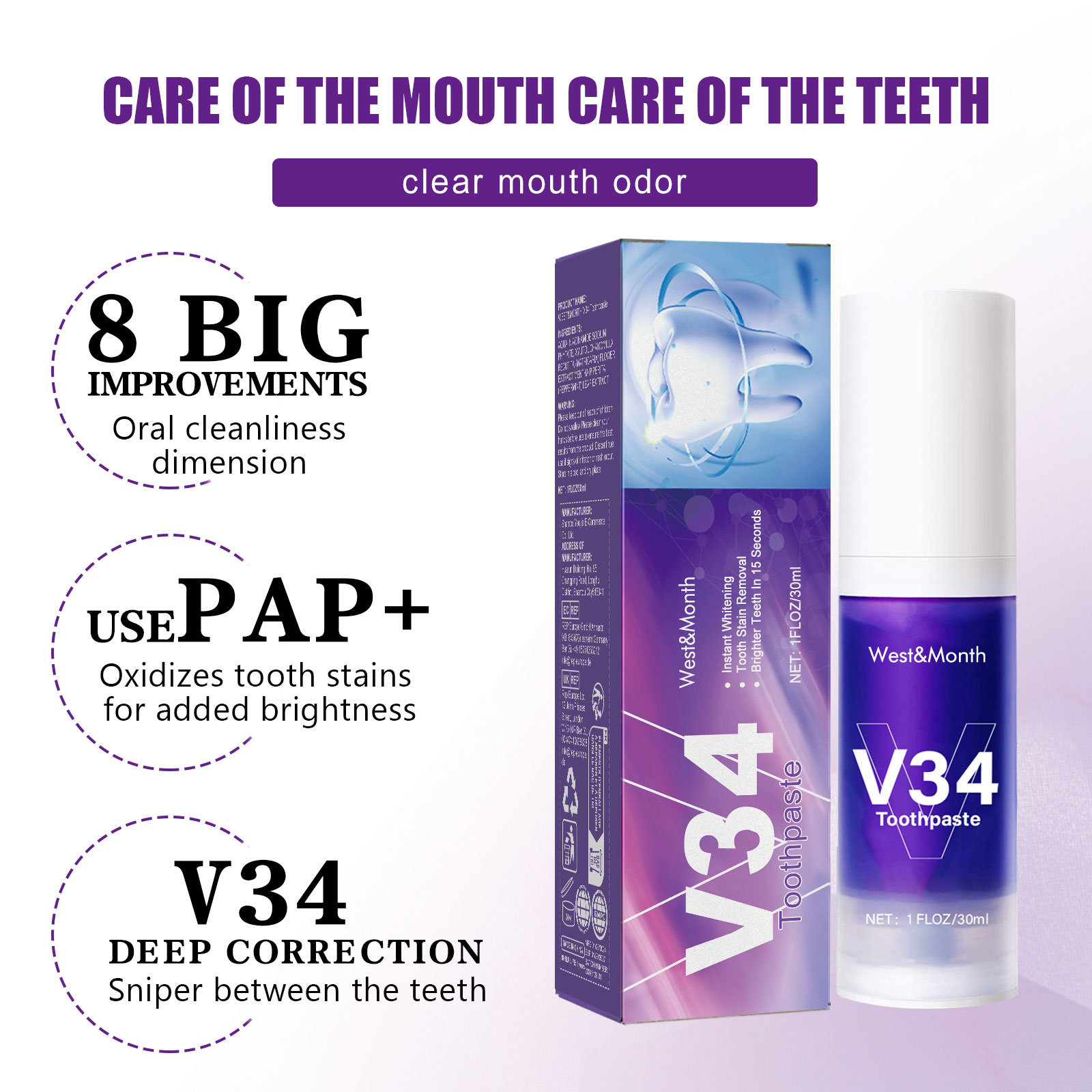 V34 creme dental branqueador d - Teeth Whitening Crest avaliação e preço